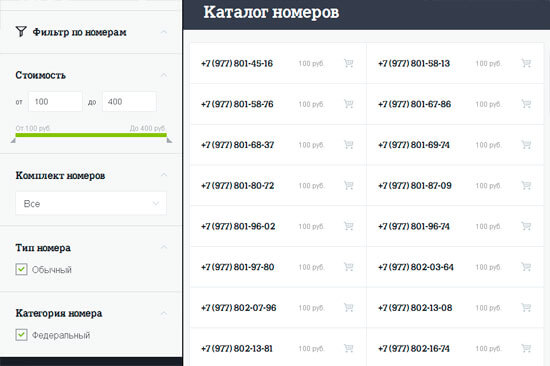 выбор красивого номера теле2