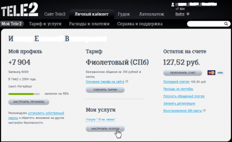 нажмите на настроить услуги